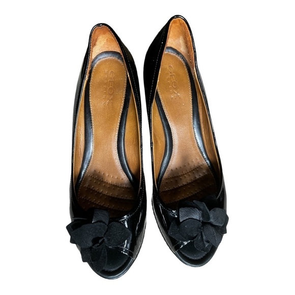 Geox peep toe cone heel patent leather heels size 39 - Picture 3 of 11